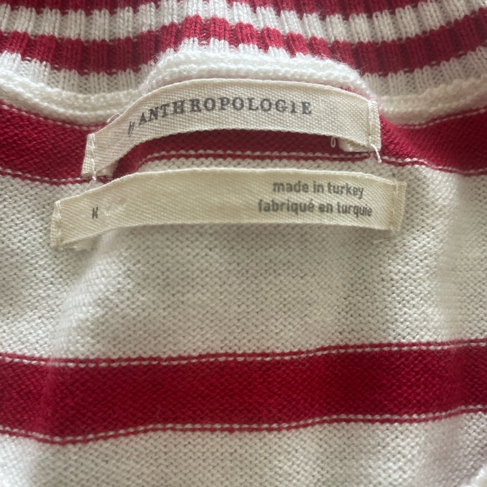 red and cream Anthropologie sweater